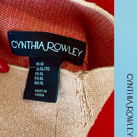 Cynthia Rowley Women's Red and Tan Cowl Sweater - Picture 7 of 8